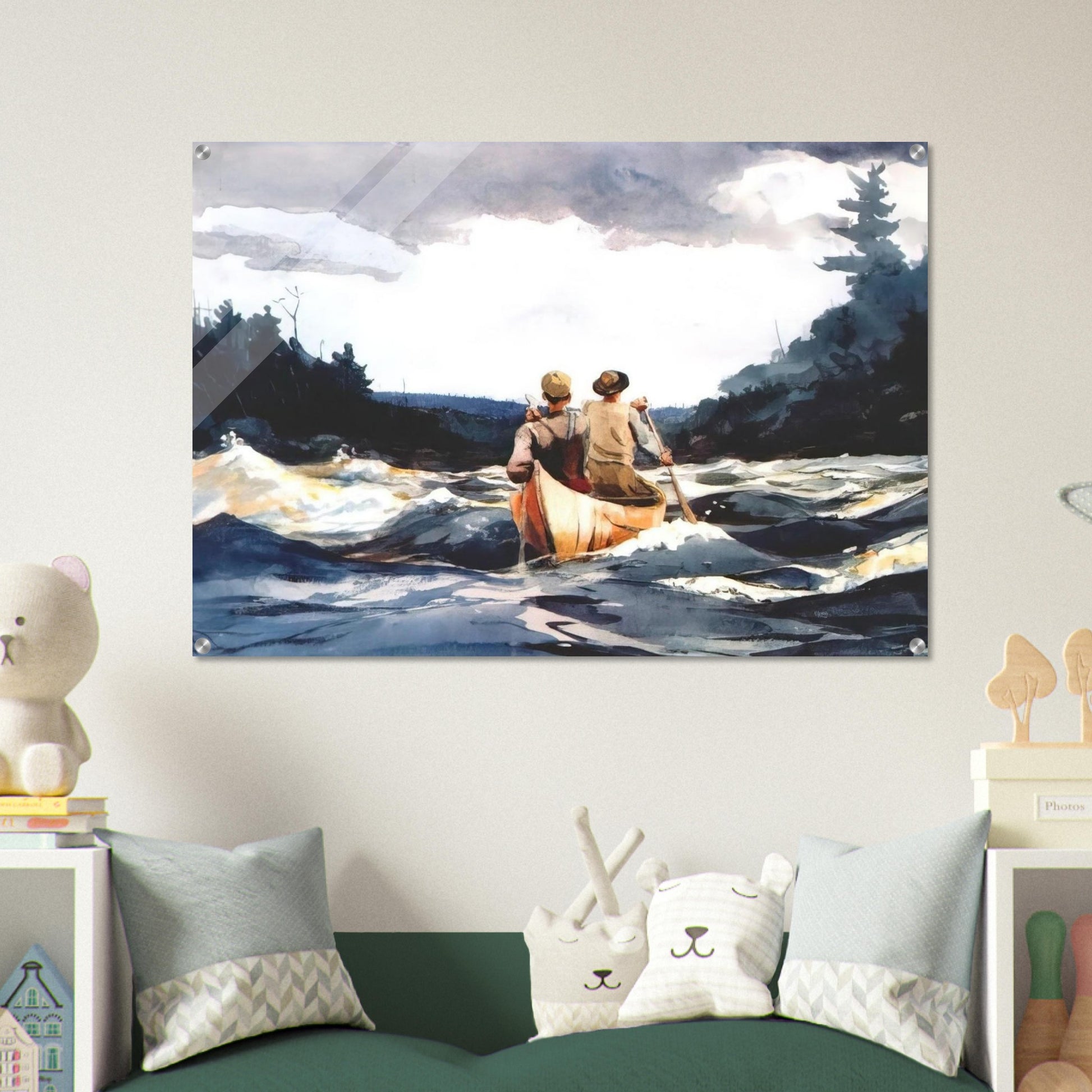 CANOE IN THE RAPIDS - Winslow Homer Acrylic Print - 70x100 cm / 28x40″ inches | Winslow Homer Wall Art | Winslow Homer Prints