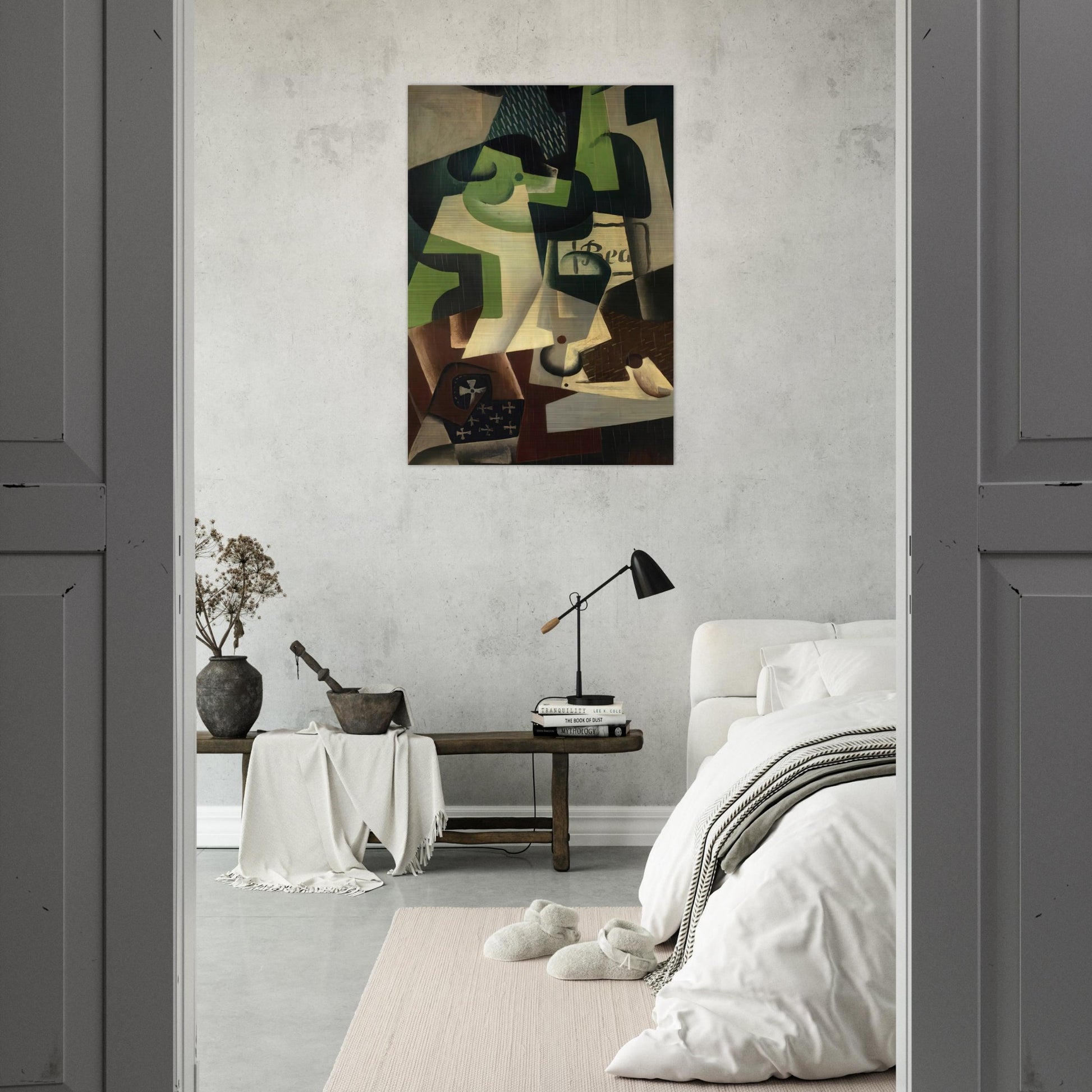BOTTLE OF BEAUNE AND A FRUIT DISH 1917 - Juan Gris Brushed Aluminum Print - 70x100 cm / 28x40 inches | Juan Gris Aluminum Print | Juan Gris Prints
