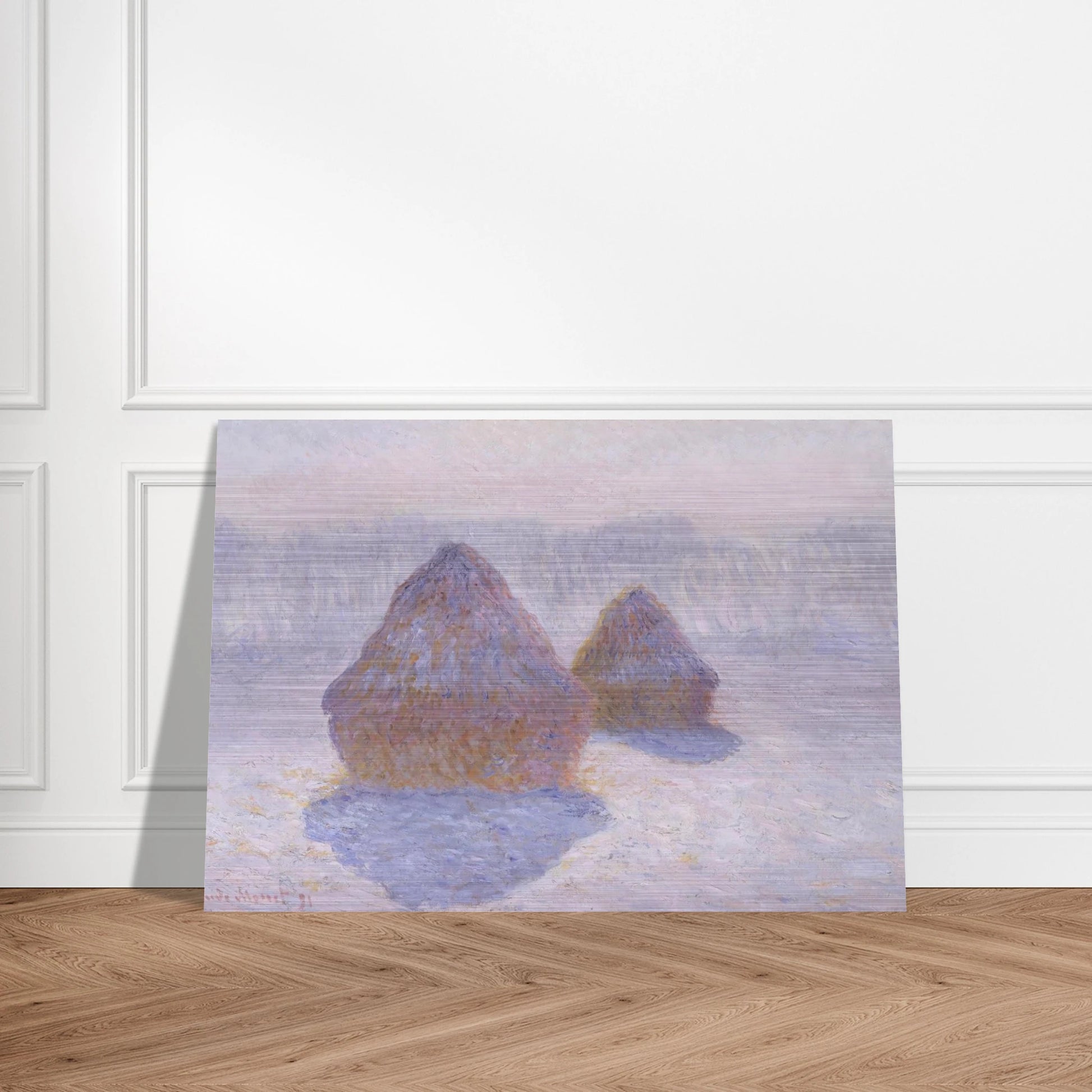 Haystacks Effect of Snow and Sun - claude monet Brushed Aluminum Print - 70x100 cm / 28x40 inches | claude monet Aluminum Print | claude monet Prints