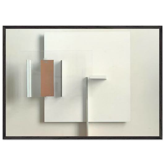 ABSTRACT IN WHITE BLACK AND OCHRE 1962 - Victor Pasmore 70x100 cm / 28x40 inches Framed Art Print – Black Wooden Frame