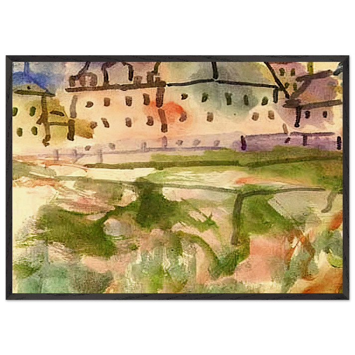 HOUSES NEAR THE GRAVEL PIT 1913 - Paul Klee 70x100 cm / 28x40 inches Framed Art Print – Black Wooden Frame