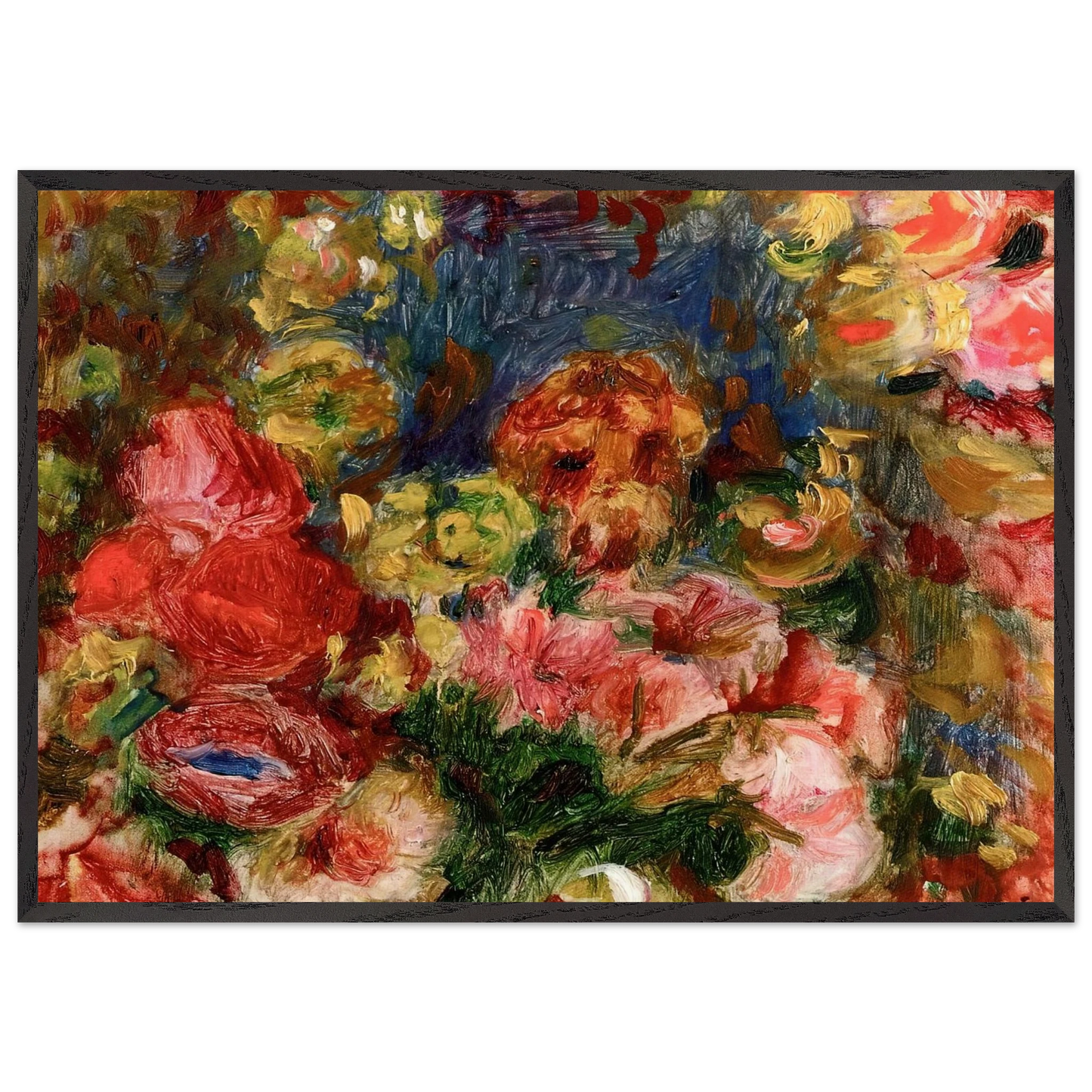 Flowers N6 - Pierre-Auguste Renoir 70x100 cm / 28x40 inches Framed Art Print – Black Wooden Frame