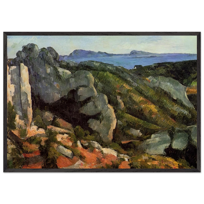 Rocks at LEstaque N1 - Paul Cezanne 70x100 cm / 28x40 inches Framed Art Print – Black Wooden Frame