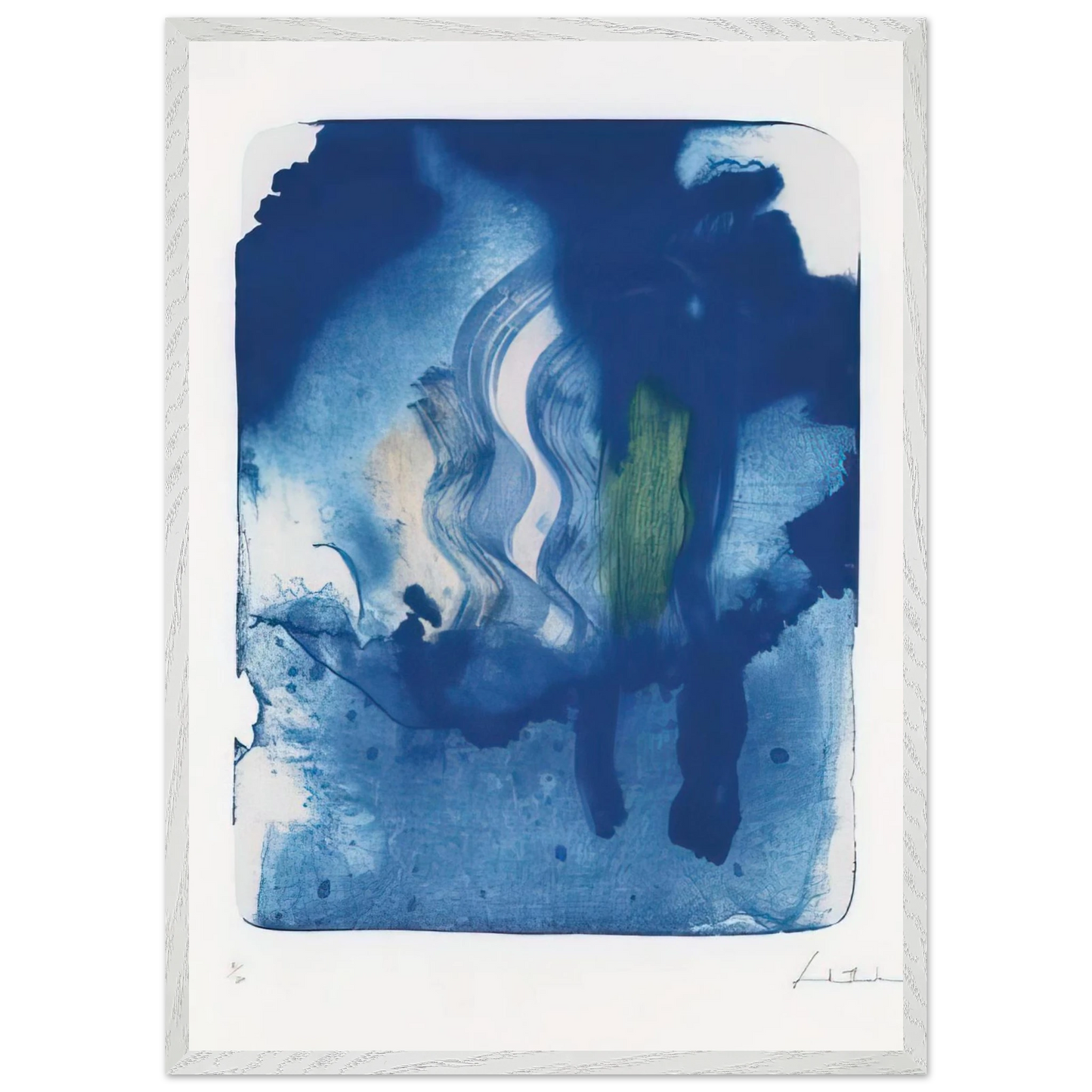 Helen Frankenthaler - Reflections V - 1995 Wall art - 60x80 cm / 24x32 inches - Premium Wooden Framed Poster With Fine Art Paper-canvas - Black frame