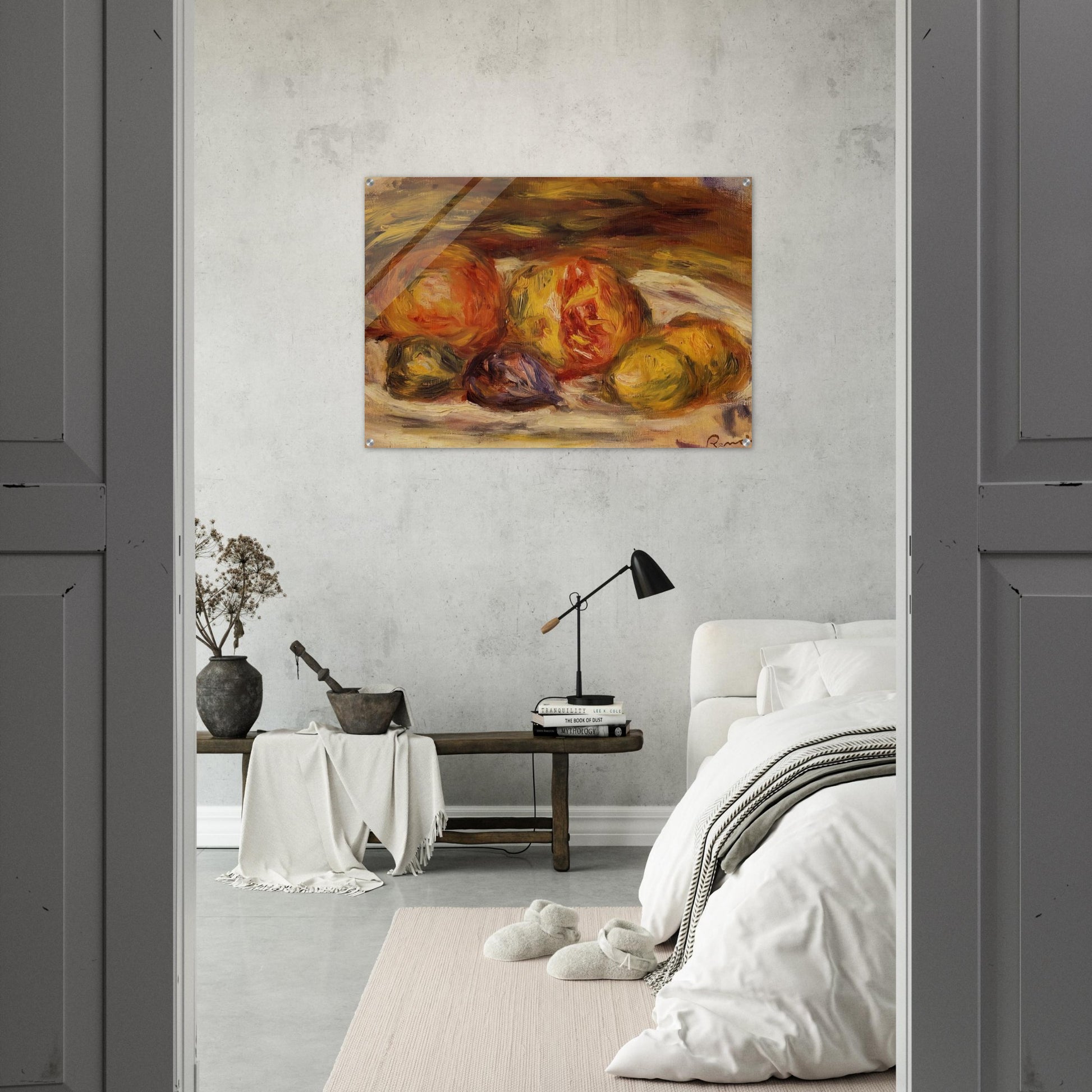 Still Life Pomegranate, Figs and Apples - Pierre-Auguste Renoir Acrylic Print - 70x100 cm / 28x40″ inches | Pierre-Auguste Renoir Wall Art | Pierre-Auguste Renoir Prints