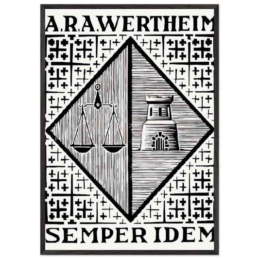 BOOKPLATE A R A WERTHEIM - MC Escher 70x100 cm / 28x40 inches Framed Art Print – Black Wooden Frame | Maurits Cornelis Escher Prints