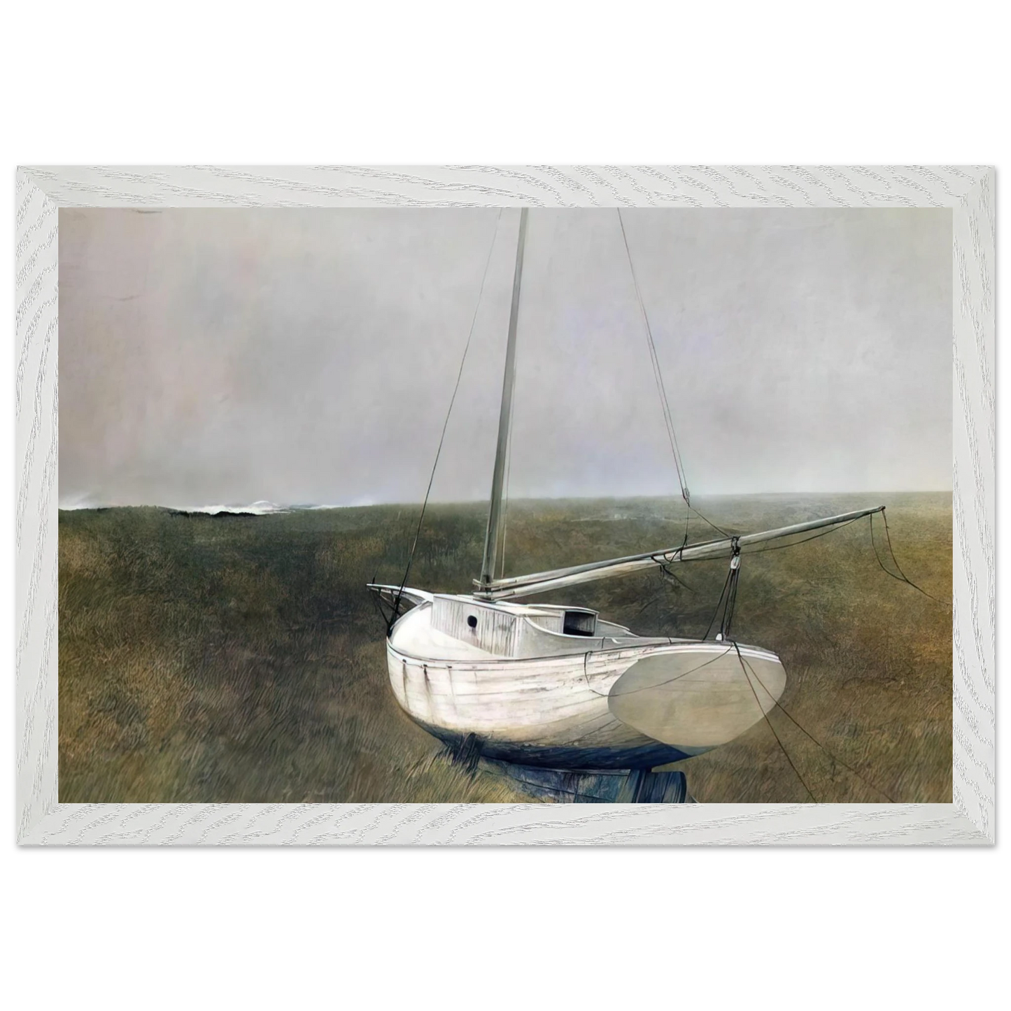 Andrew Wyeth - BELOW DOVER 1950 Wall Art - 21x29.7 cm / 8x12" - Premium Wooden Framed Poster With Fine Art Paper-canvas - Black frame
