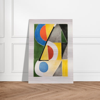 ABSTRACT COMPOSITION WITH TRIANGLES AND SEMICIRCLES - Sonia Delaunay Brushed Aluminum Print - 70x100 cm / 28x40 inches | Sonia Delaunay Aluminum Print | Sonia Delaunay Prints