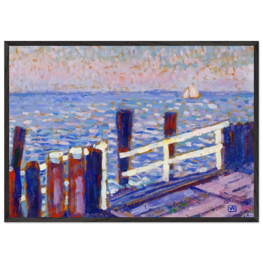 THE JETTY 1906 - Theo van Rysselberghe 70x100 cm / 28x40 inches Framed Art Print – Black Wooden Frame