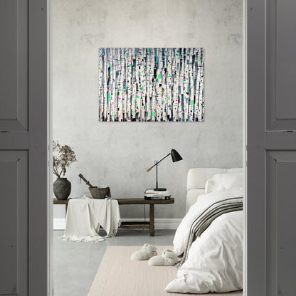 White Poplar Woods - Abstract Expressionism, Ink and wash painting - Wu Guanzhong Acrylic Print - 70x100 cm / 28x40″ inches | Wu Guanzhong Wall Art | Wu Guanzhong Prints