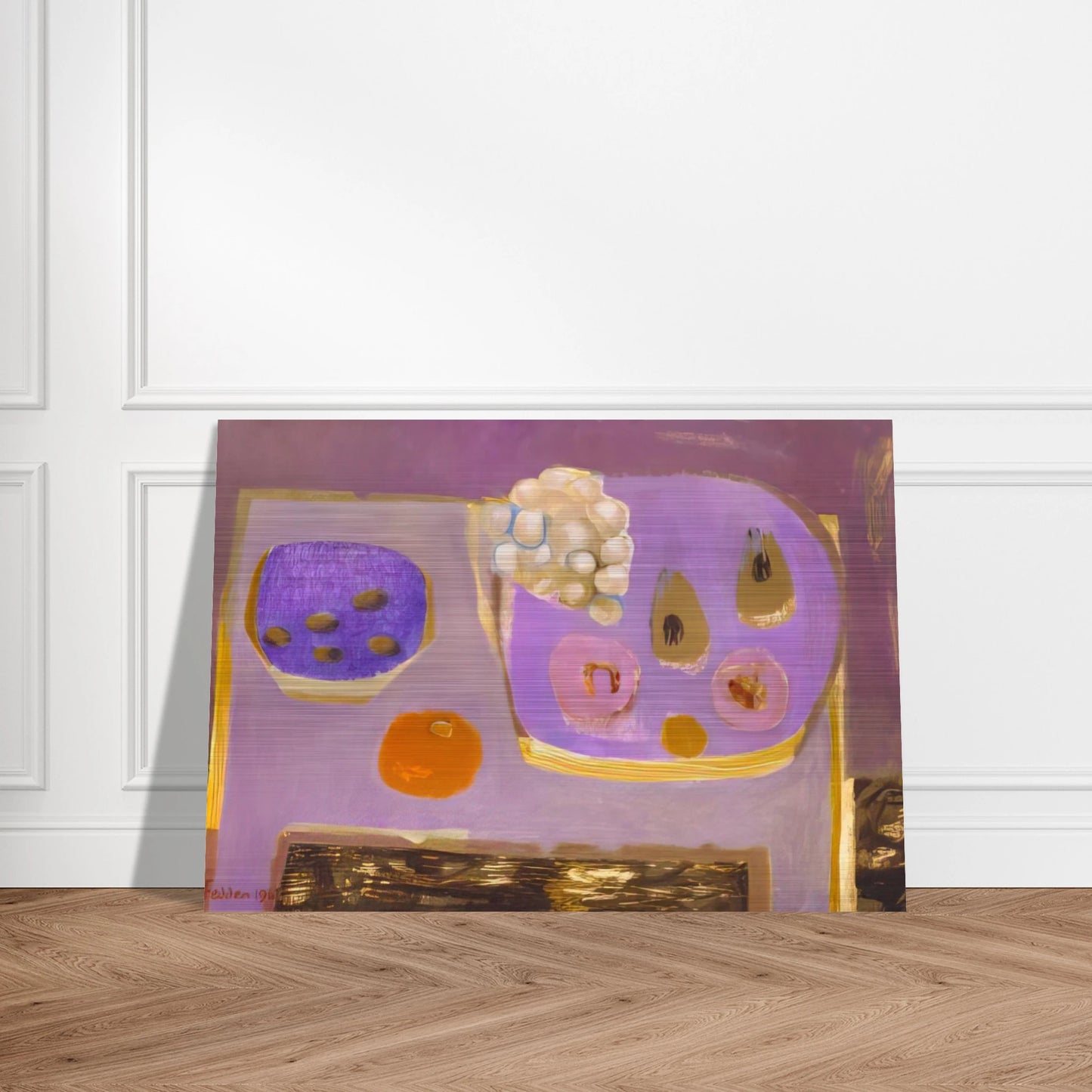 Mauve Still Life - 1968 - Mary Fedden Brushed Aluminum Print - 70x100 cm / 28x40 inches | Mary Fedden Aluminum Print | Mary Fedden Prints