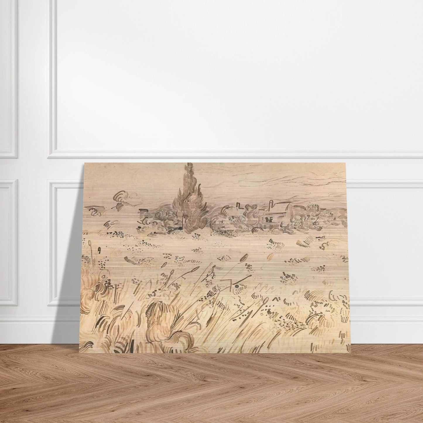 Wheat Field with Cypresses - Vincent van Gogh Brushed Aluminum Print - 70x100 cm / 28x40 inches | Vincent van Gogh Aluminum Print | Vincent van Gogh Prints