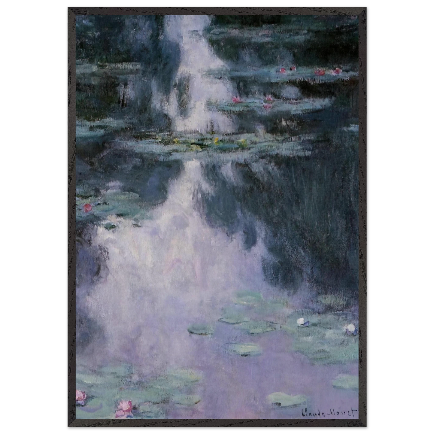 Water Lilies Nympheas - claude monet 70x100 cm / 28x40 inches Framed Art Print – Black Wooden Frame