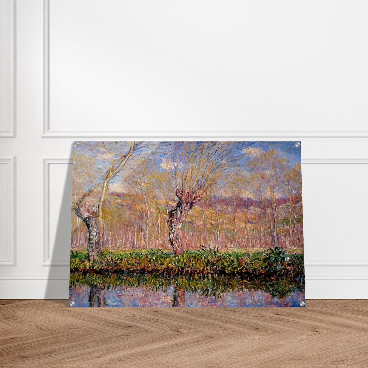 The Banks of the River Epte in Springtime - claude monet Acrylic Print - 70x100 cm / 28x40″ inches | claude monet Wall Art | claude monet Prints