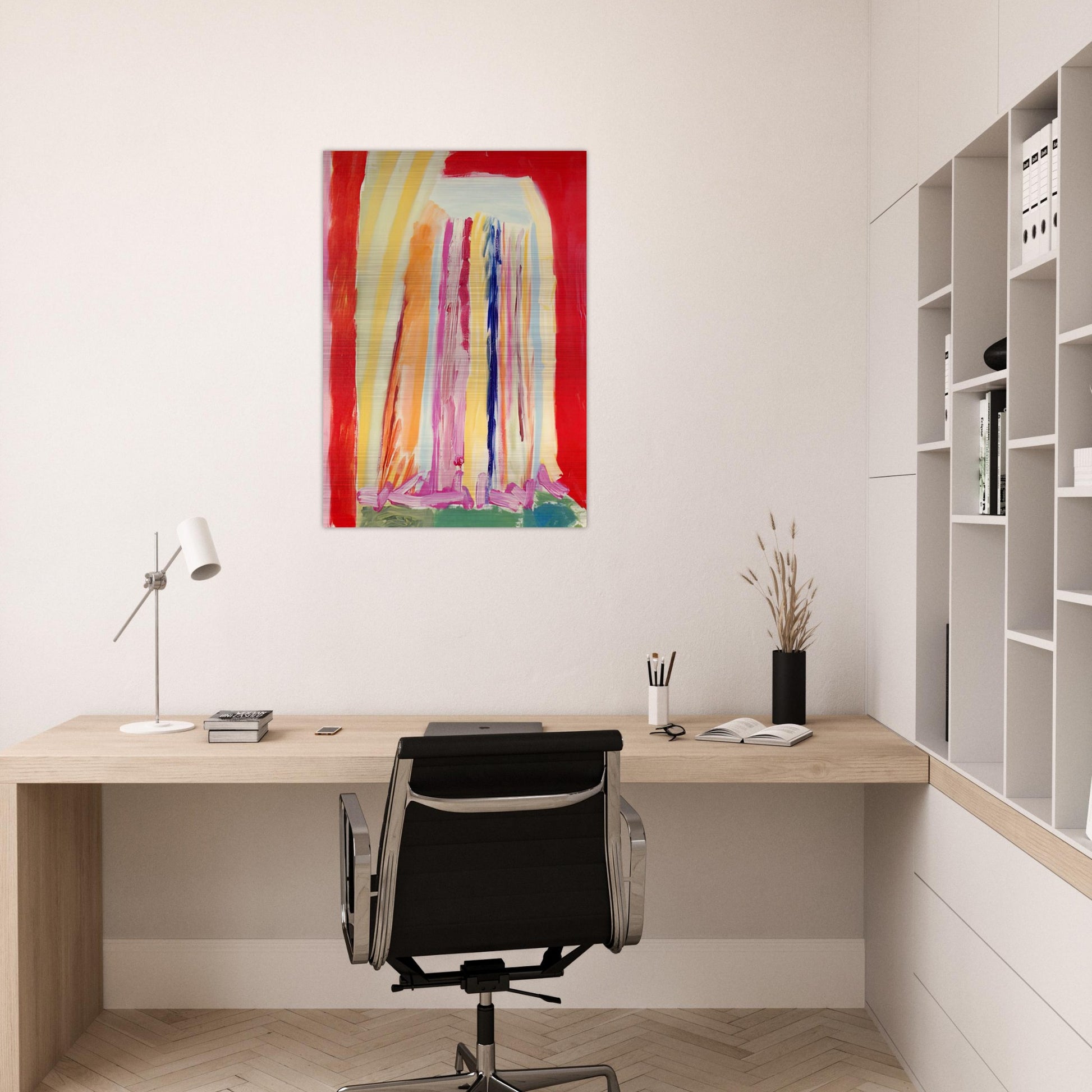 Red Night - 1973 - Ronnie Landfield Brushed Aluminum Print - 70x100 cm / 28x40 inches | Ronnie Landfield Aluminum Print | Ronnie Landfield Prints