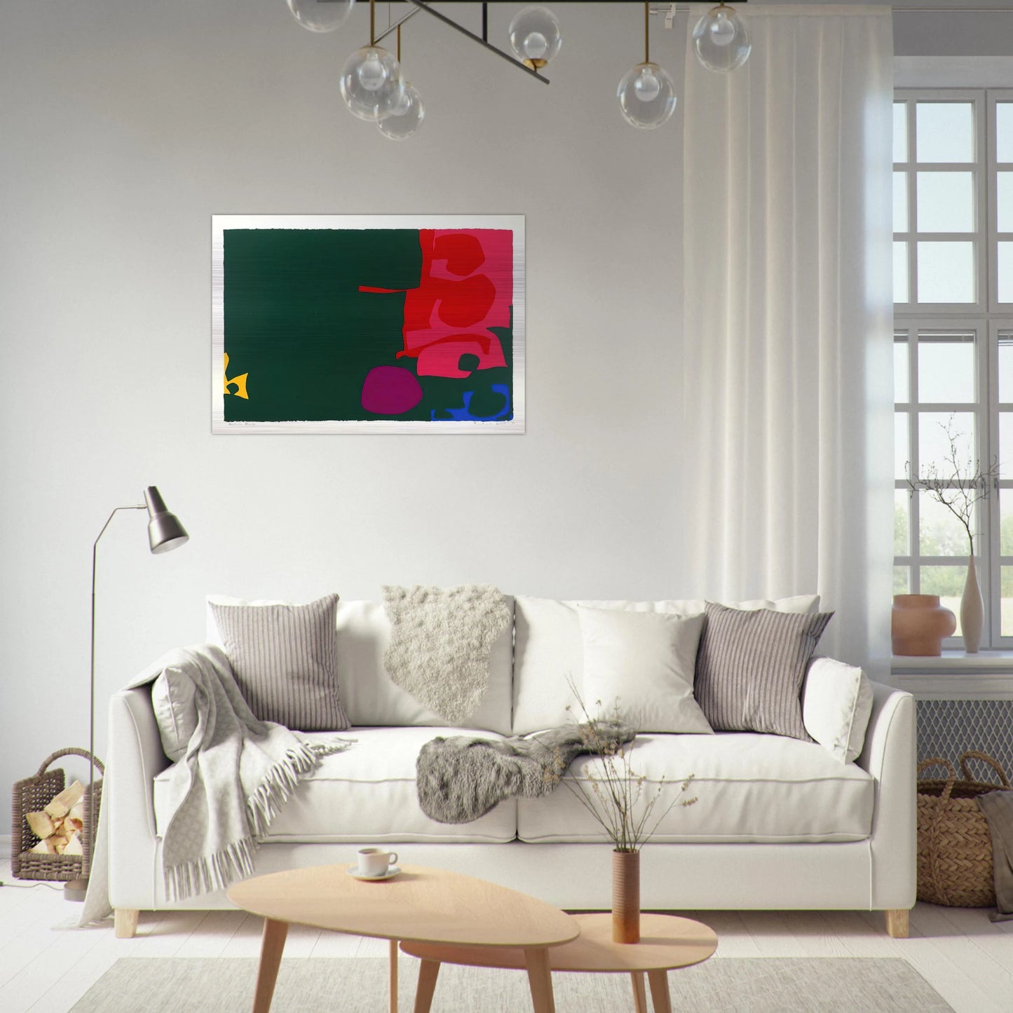 Interlocking Scarlet and Pink in Deep Green - 1970 - Patrick Heron Brushed Aluminum Print - 70x100 cm / 28x40 inches | Patrick Heron Aluminum Print | Patrick Heron Prints