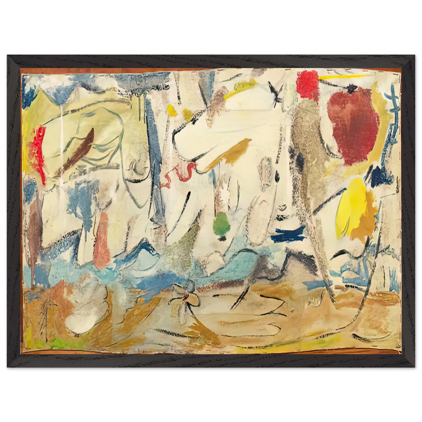 Helen Frankenthaler - Cloudscape, 1951- Wall Art - 60x80 cm / 24x32 inches - Premium Wooden Framed Poster With Fine Art Paper-canvas - Black frame