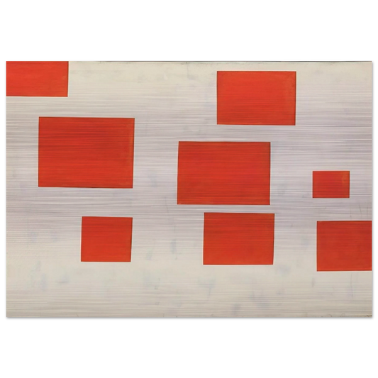 Komposition mit 8 roten Rechtecken Composition with 8 Red Rectangles - 1964 - Blinky Palermo Brushed Aluminum Print - 70x100 cm / 28x40 inches | Blinky Palermo Aluminum Print | Blinky Palermo Prints
