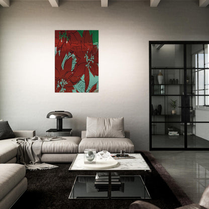 Poinsettias - Andy Warhol Brushed Aluminum Print - 70x100 cm / 28x40 inches | Andy Warhol Aluminum Print | Andy Warhol Prints
