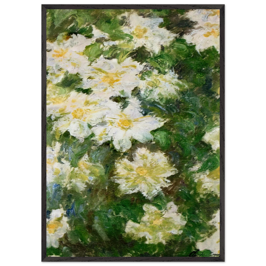 White Clematis - claude monet 70x100 cm / 28x40 inches Framed Art Print – Black Wooden Frame