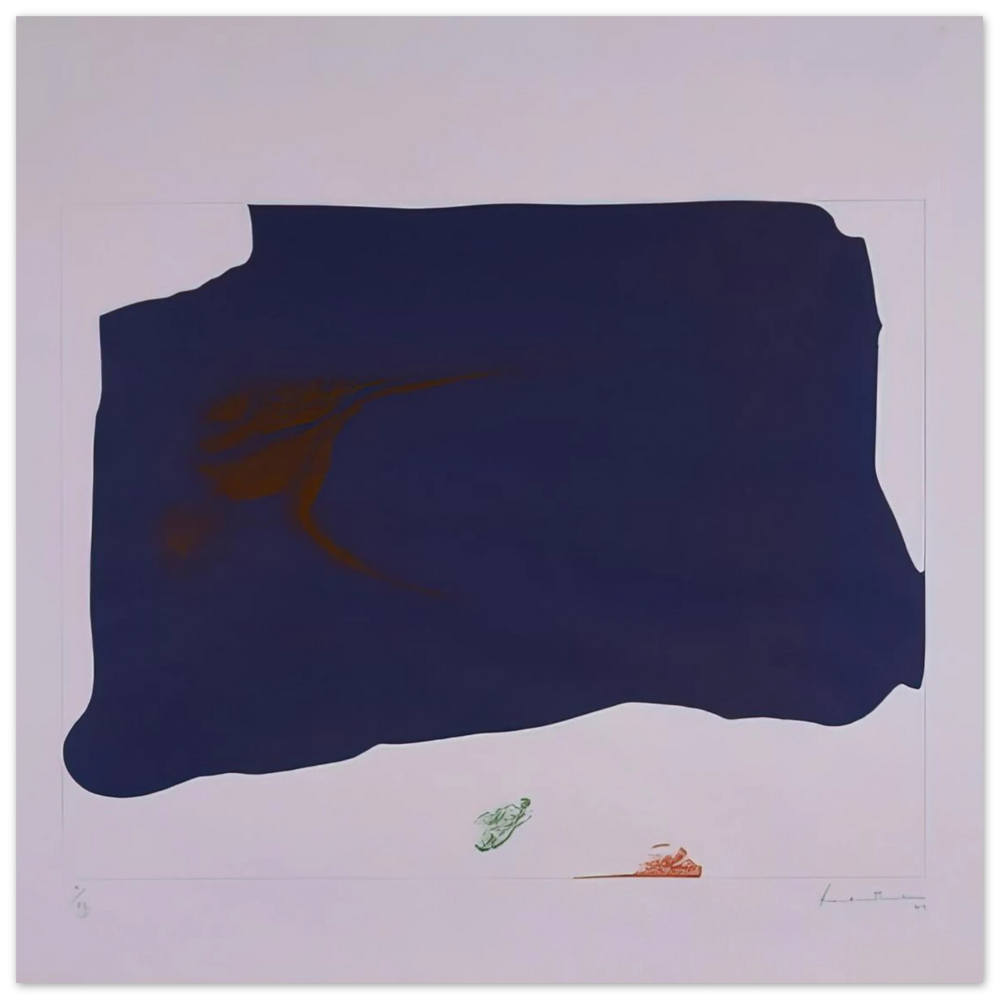 Helen Frankenthaler - Variation II on Mauve Corner - 1969 Wall art - 21x29.7 cm / 8x12" - Premium Wooden Framed Poster With Fine Art Paper-canvas - White frame