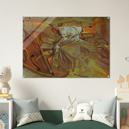 BED AND TWO BEDSIDE TABLES FEROCIOUSLY ATTACKING A CELLO - Salvador Dali Acrylic Print - 70x100 cm / 28x40″ inches