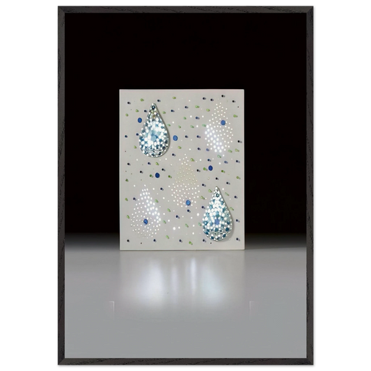 Luminica con dos gotas Composicion con gotas de agua - 1970 - Gyula Kosice 70x100 cm / 28x40 inches Framed Art Print – Black Wooden Frame