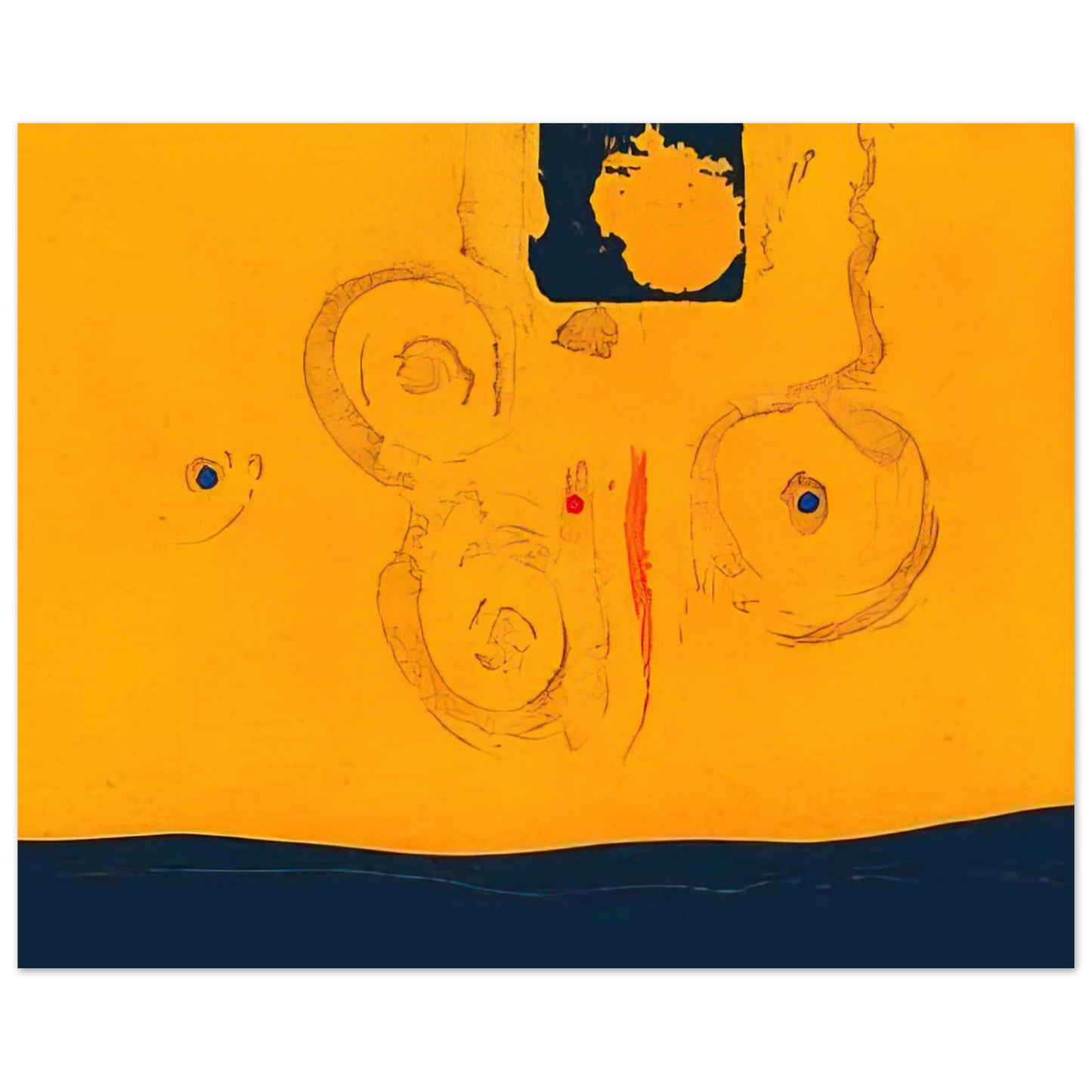 Helen Frankenthaler - Plaza Real - 1988 Wall art - 60x80 cm / 24x32 inches - Premium Wooden Framed Poster With Fine Art Paper-canvas - Black frame