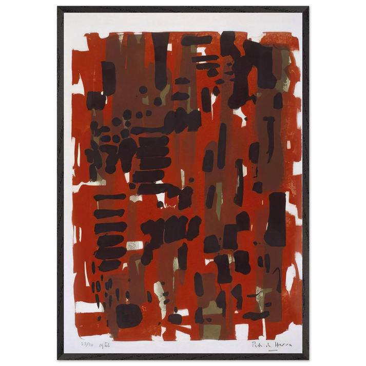 Red Garden - 1956 - Patrick Heron 70x100 cm / 28x40 inches Framed Art Print – Black Wooden Frame
