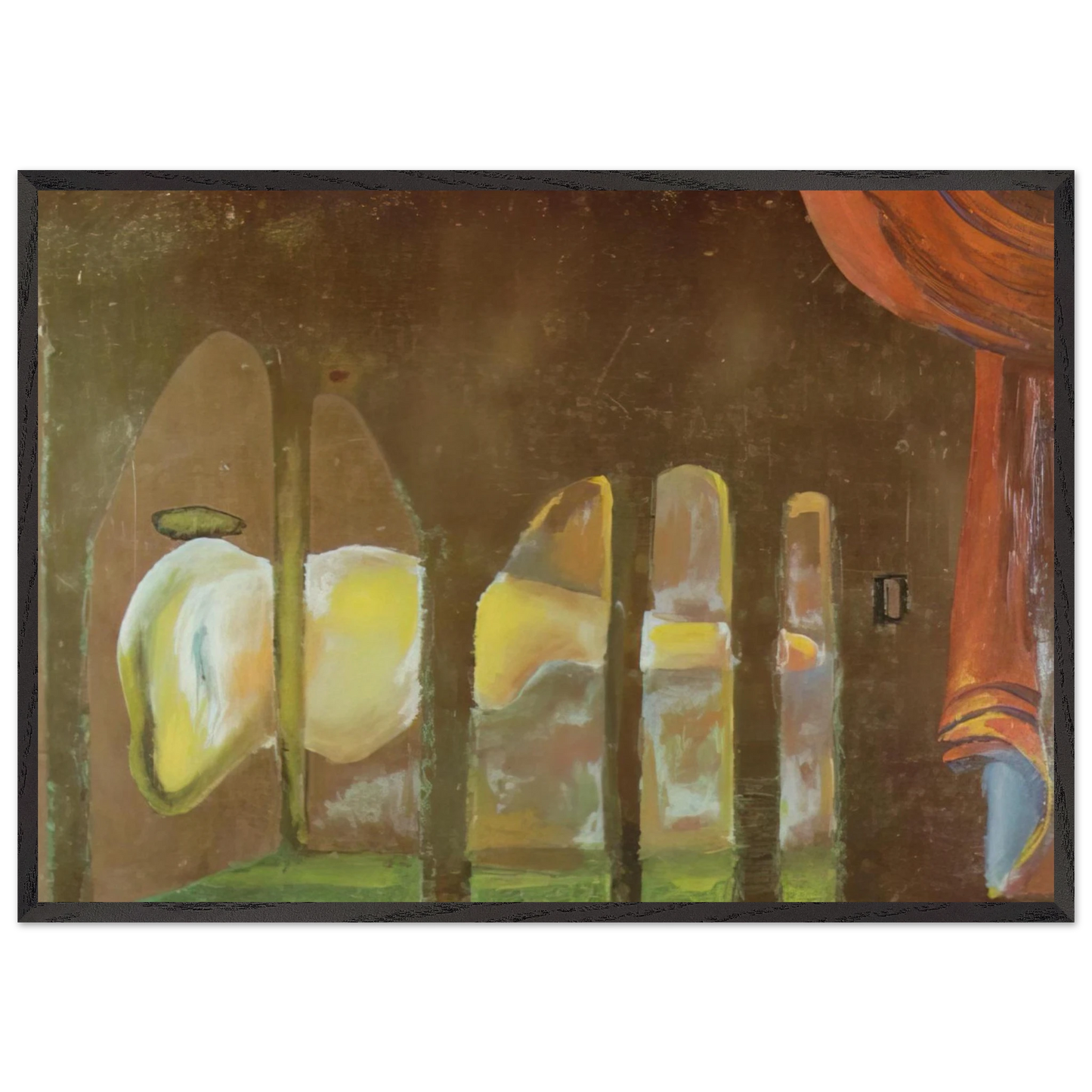 GREAT TAPEWORM MASTURBATOR APPEARS BEHIND ARCADES - Salvador Dali 70x100 cm / 28x40 inches Framed Art Print – Black Wooden Frame