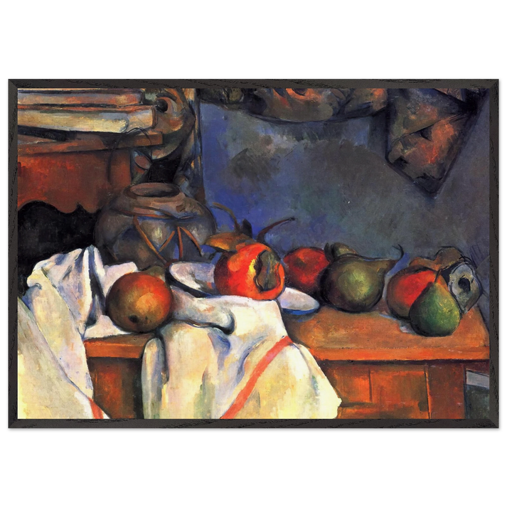 Still Life with Pomegranate and Pears - Paul Cezanne 70x100 cm / 28x40 inches Framed Art Print – Black Wooden Frame