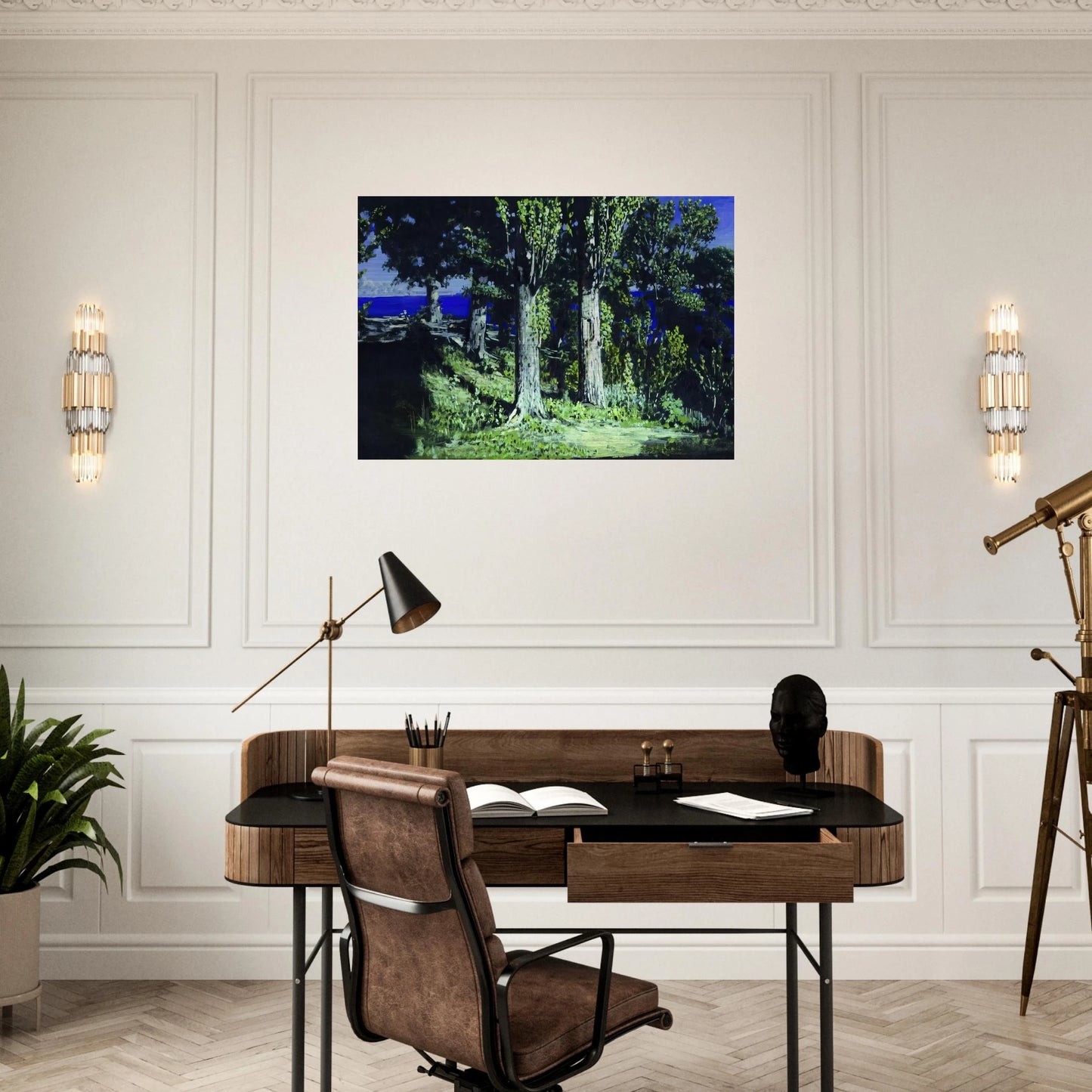Cypresses on a Seashore. The Crimea - Arkhyp Kuindzhi Brushed Aluminum Print - 70x100 cm / 28x40 inches | Arkhyp Kuindzhi Aluminum Print | Arkhyp Kuindzhi Prints