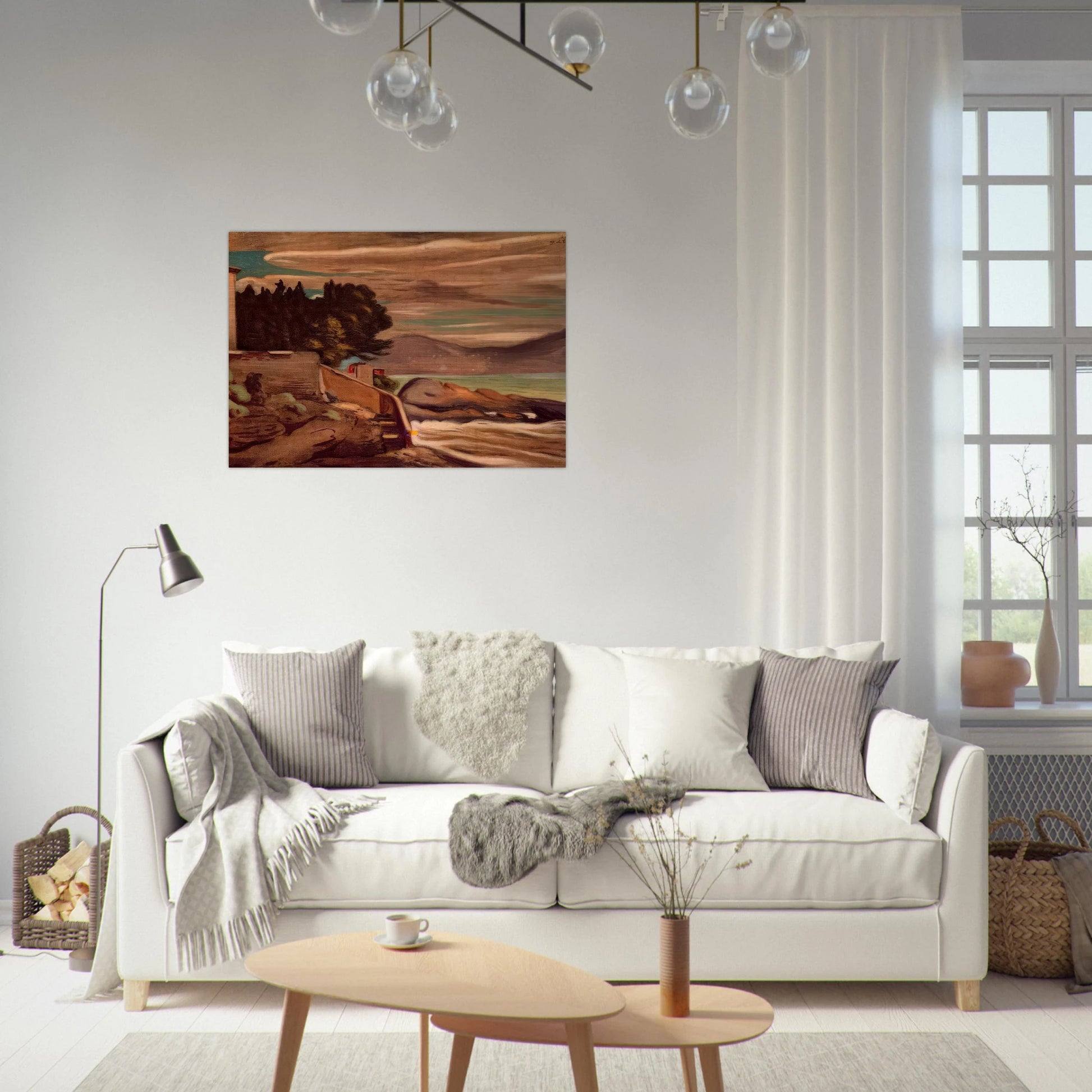 LANDSCAPE NEAR GENOVA - Giorgio de Chirico Brushed Aluminum Print - 70x100 cm / 28x40 inches | Giorgio de Chirico Aluminum Print | Giorgio de Chirico Prints