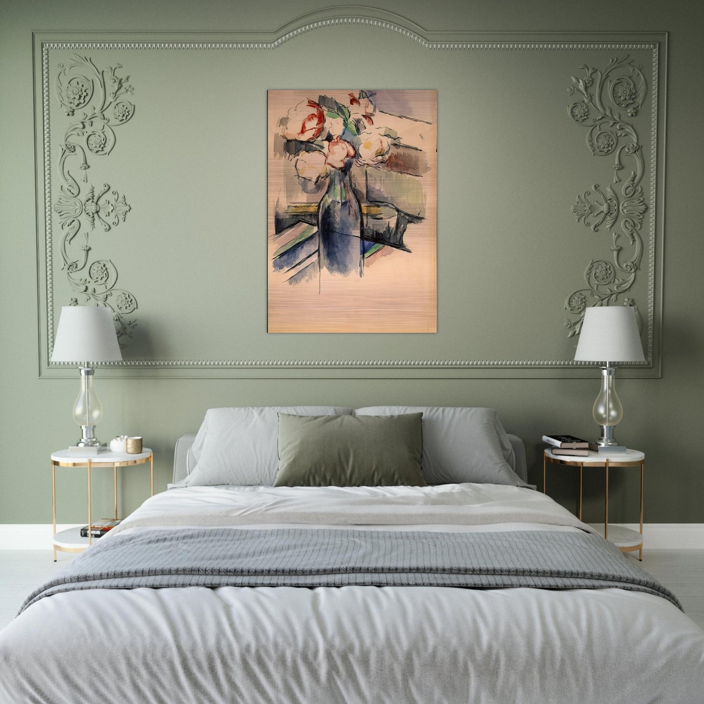 Roses in a Bottle - Paul Cézanne Brushed Aluminum Print - 70x100 cm / 28x40 inches | Paul Cézanne Aluminum Print | Paul Cézanne Prints