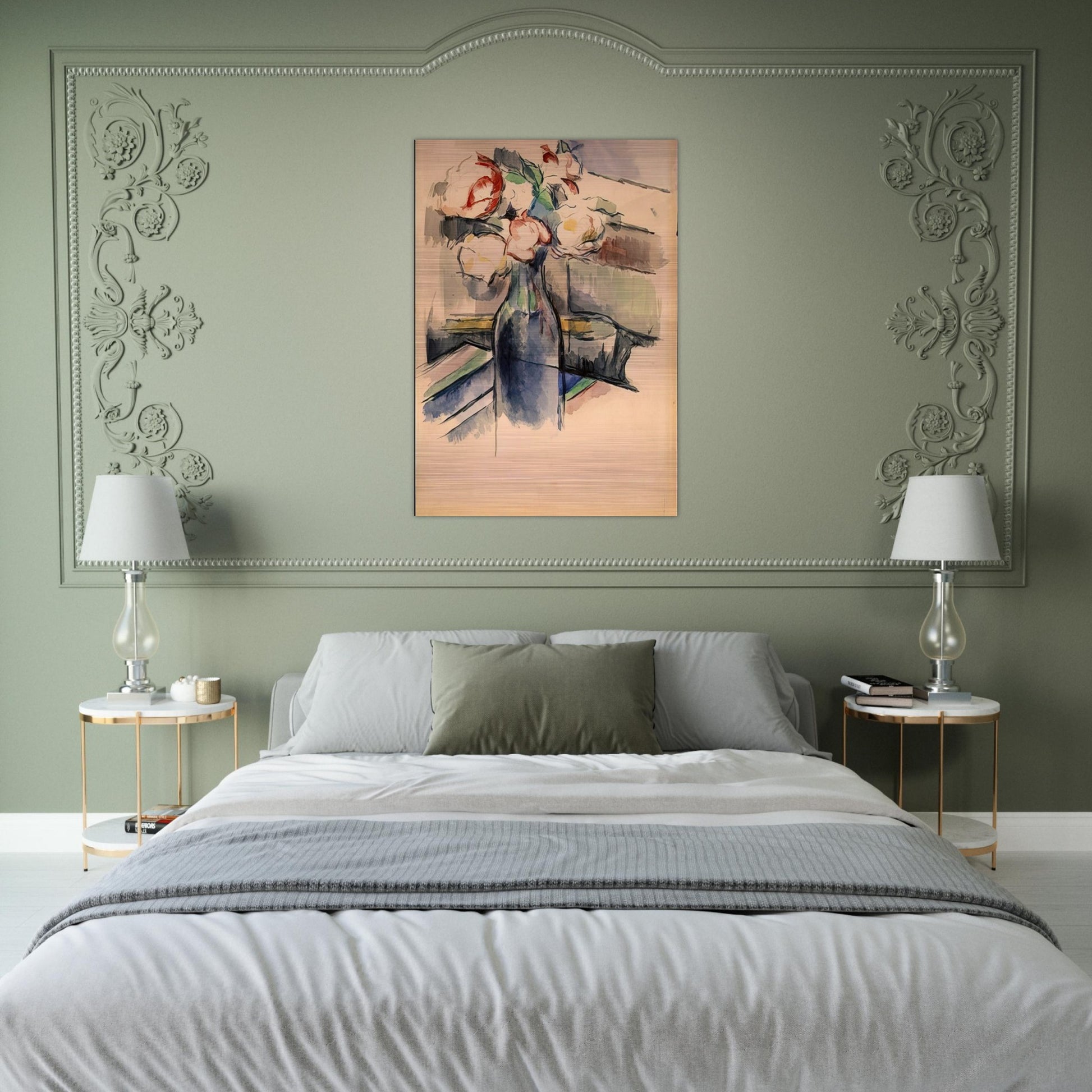 Roses in a Bottle - Paul Cézanne Brushed Aluminum Print - 70x100 cm / 28x40 inches | Paul Cézanne Aluminum Print | Paul Cézanne Prints