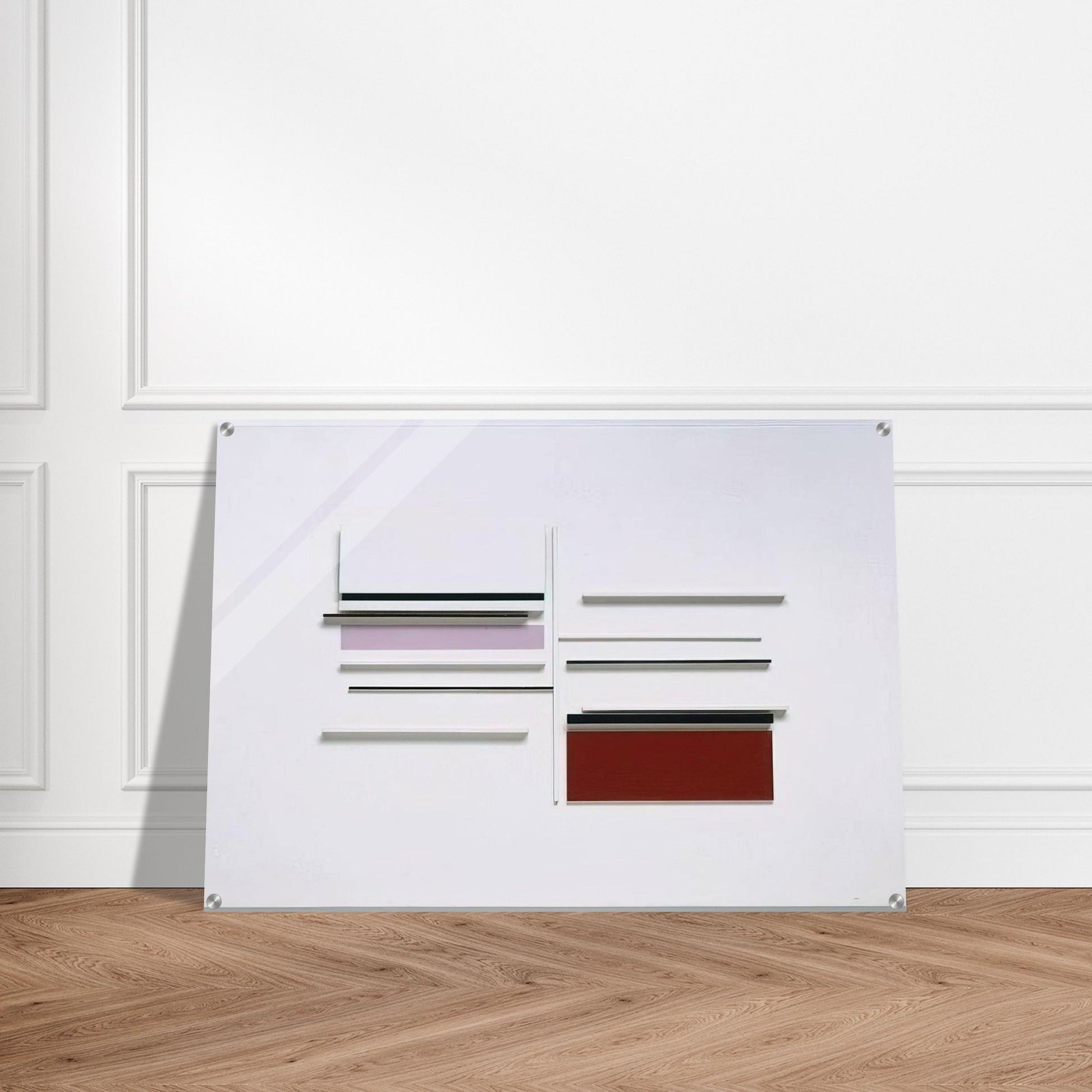 ABSTRACT IN WHITE BLACK INDIAN AND LILAC 1957 - Victor Pasmore Acrylic Print - 70x100 cm / 28x40″ inches