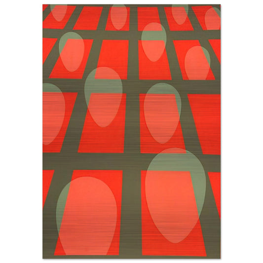 Untitled - Faces in a Grid Red - 1971 - Clarence Holbrook Carter Brushed Aluminum Print - 70x100 cm / 28x40 inches | Clarence Holbrook Carter Aluminum Print | Clarence Holbrook Carter Prints