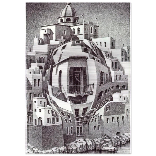 BALCONY - MC Escher Brushed Aluminum Print - 70x100 cm / 28x40 inches | MC Escher Aluminum Print | MC Escher Prints | Maurits Cornelis Escher Prints