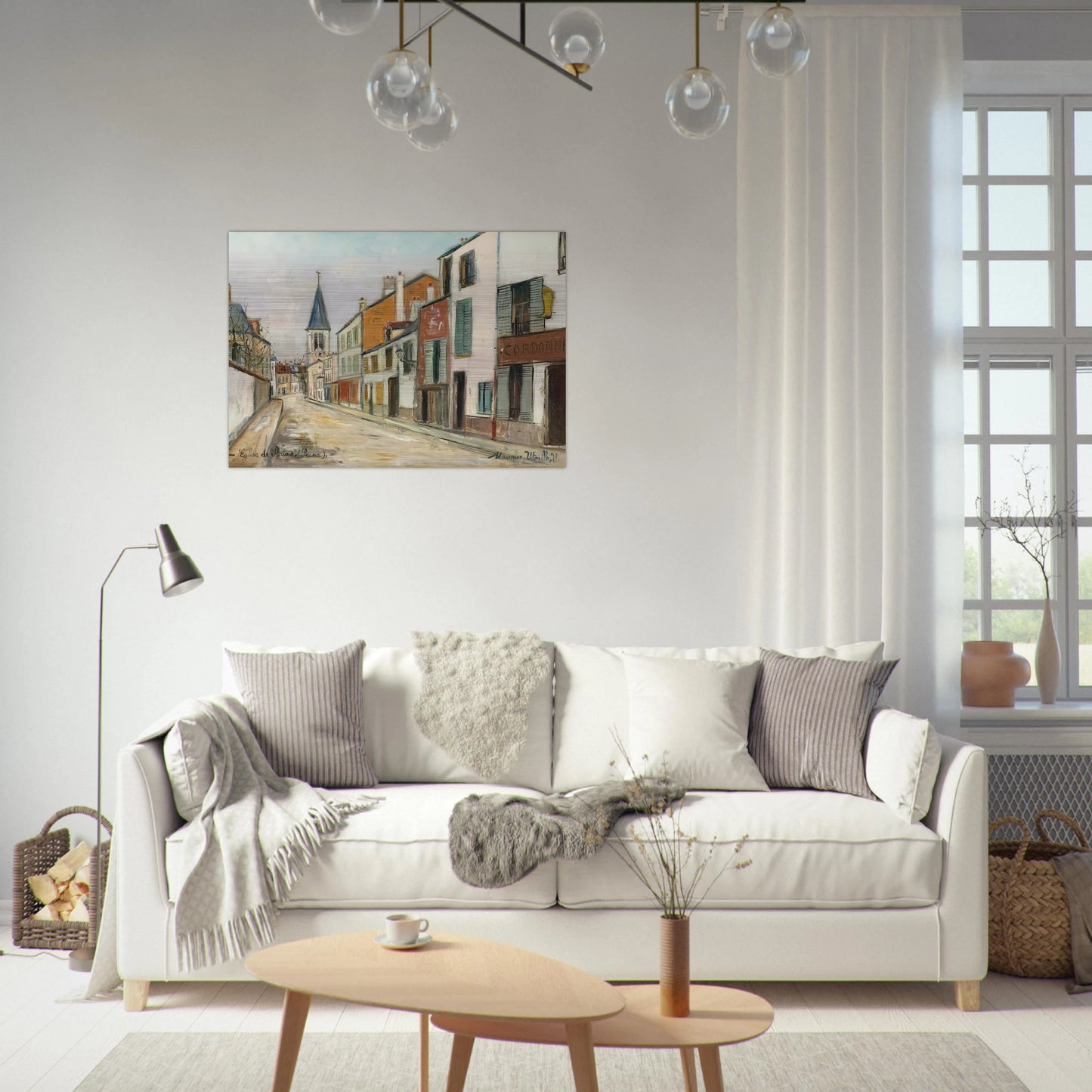 RUE JEAN DURAND ET LEGLISE STAINS SEINE SAINT DENIS 1940 - Maurice Utrillo Brushed Aluminum Print - 70x100 cm / 28x40 inches | Maurice Utrillo Aluminum Print | Maurice Utrillo Prints