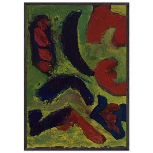 Abstract Composition in Green and Red - Barnett Newman 70x100 cm / 28x40 inches Framed Art Print – Black Wooden Frame