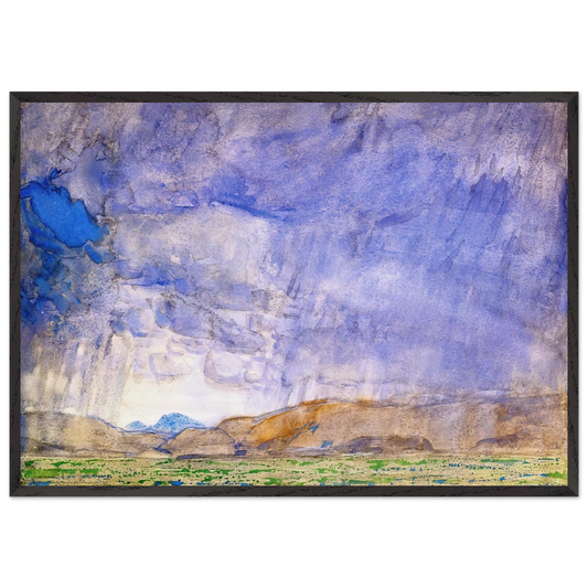 Thunderstorm on the Oregon Trail - Childe Hassam 70x100 cm / 28x40 inches Framed Art Print – Black Wooden Frame
