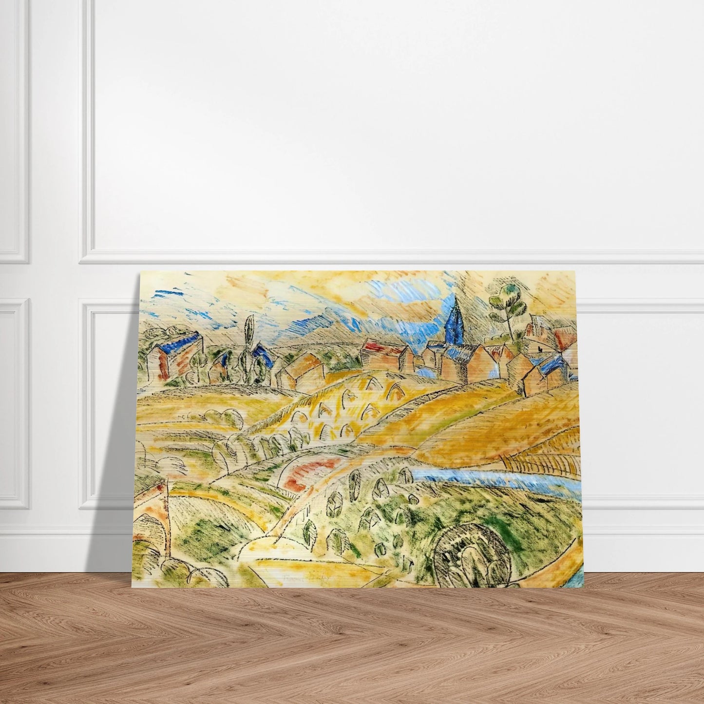 CUBIST LANDSCAPE WITH HAYSTACKS - Raoul Dufy Brushed Aluminum Print - 70x100 cm / 28x40 inches | Raoul Dufy Aluminum Print | Raoul Dufy Prints