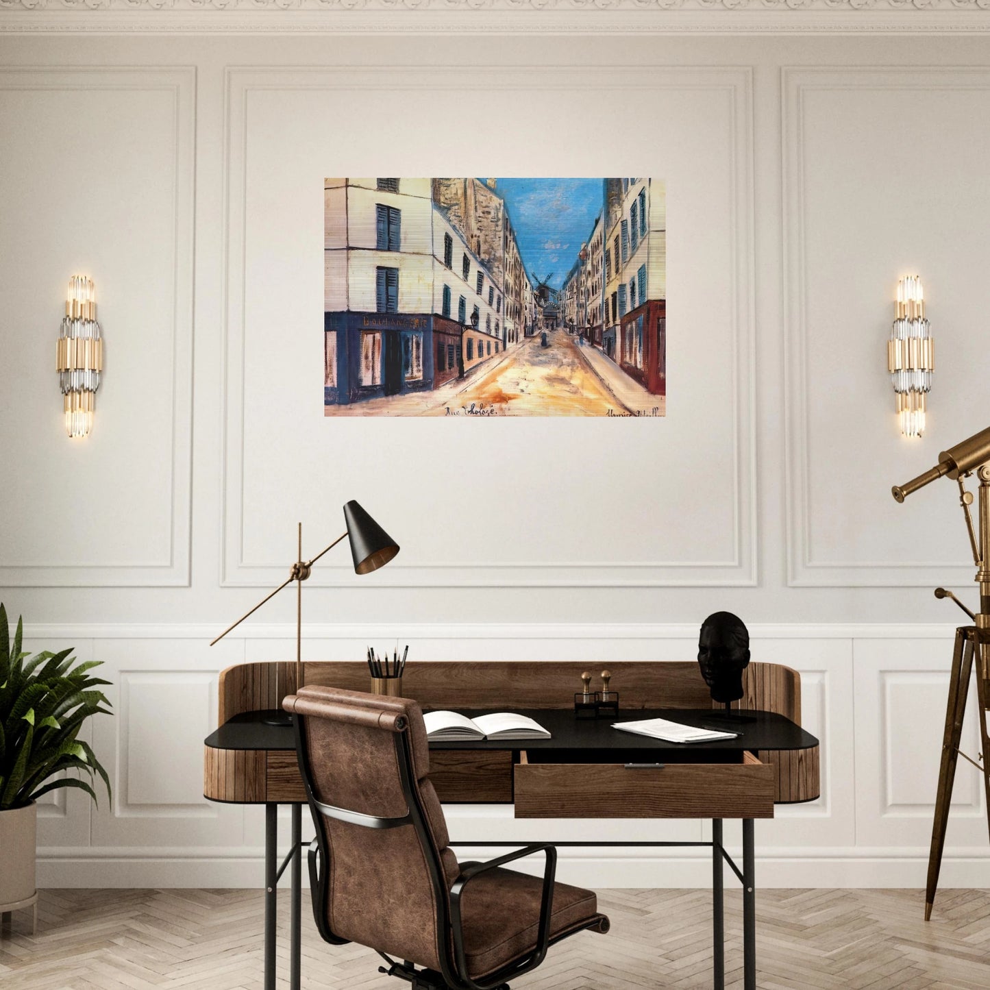 THOLOZE STREET - Maurice Utrillo Brushed Aluminum Print - 70x100 cm / 28x40 inches | Maurice Utrillo Aluminum Print | Maurice Utrillo Prints