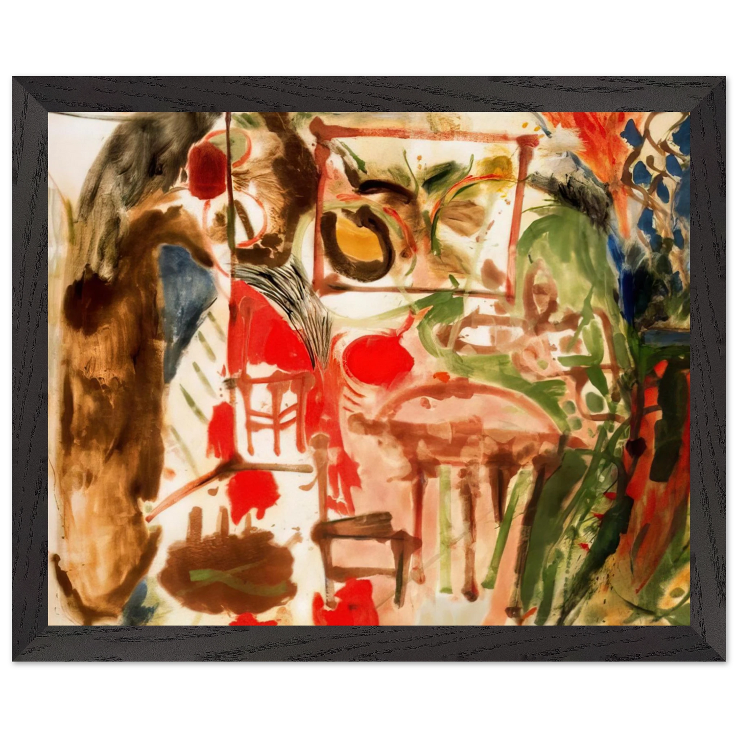 Helen Frankenthaler - Interior - 1957 Wall art - 13x18 cm / 5x7 inches - Premium Wooden Framed Poster With Fine Art Paper-canvas - Black frame