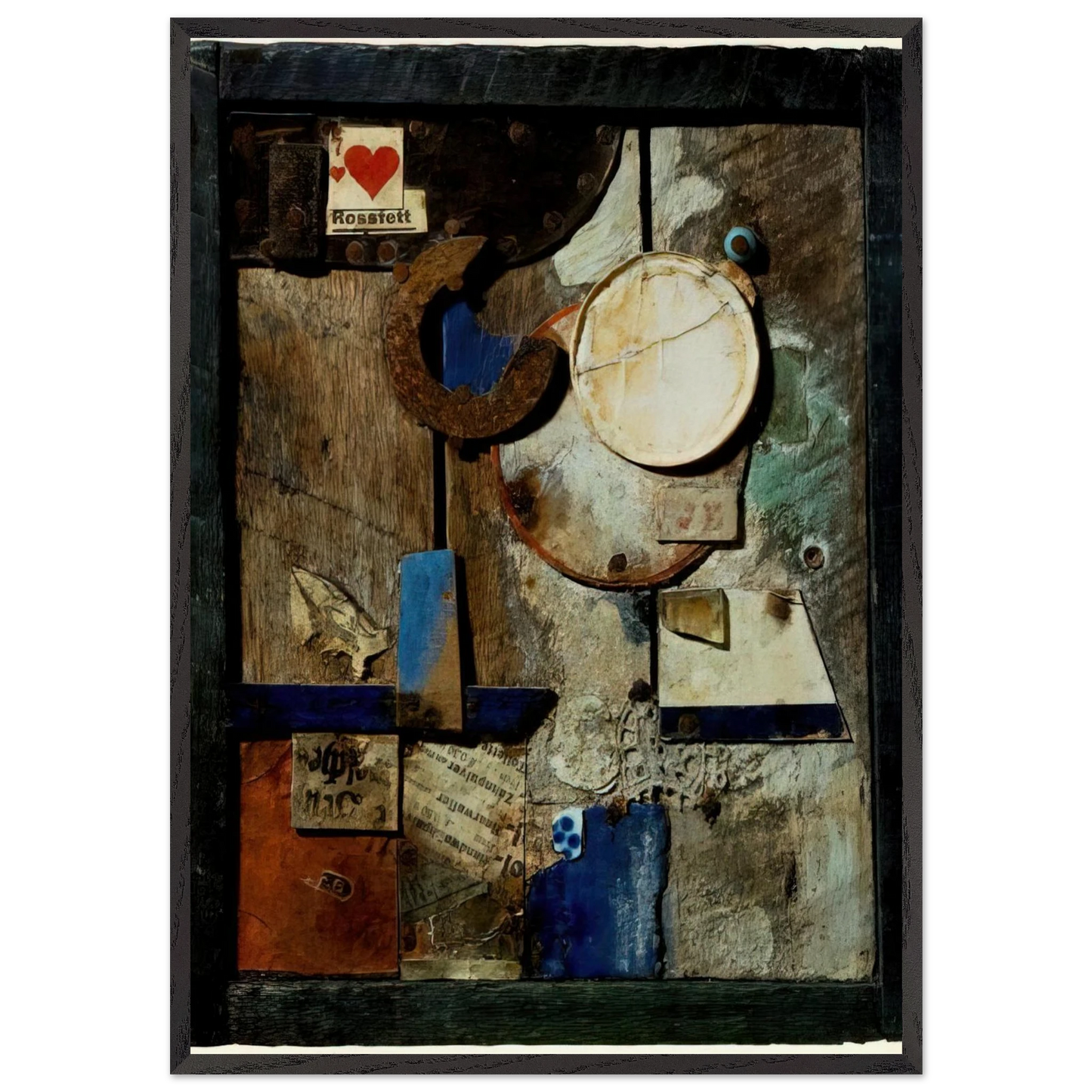 MERZBILD ROSSFETT 1919 - Kurt Schwitters 70x100 cm / 28x40 inches Framed Art Print – Black Wooden Frame