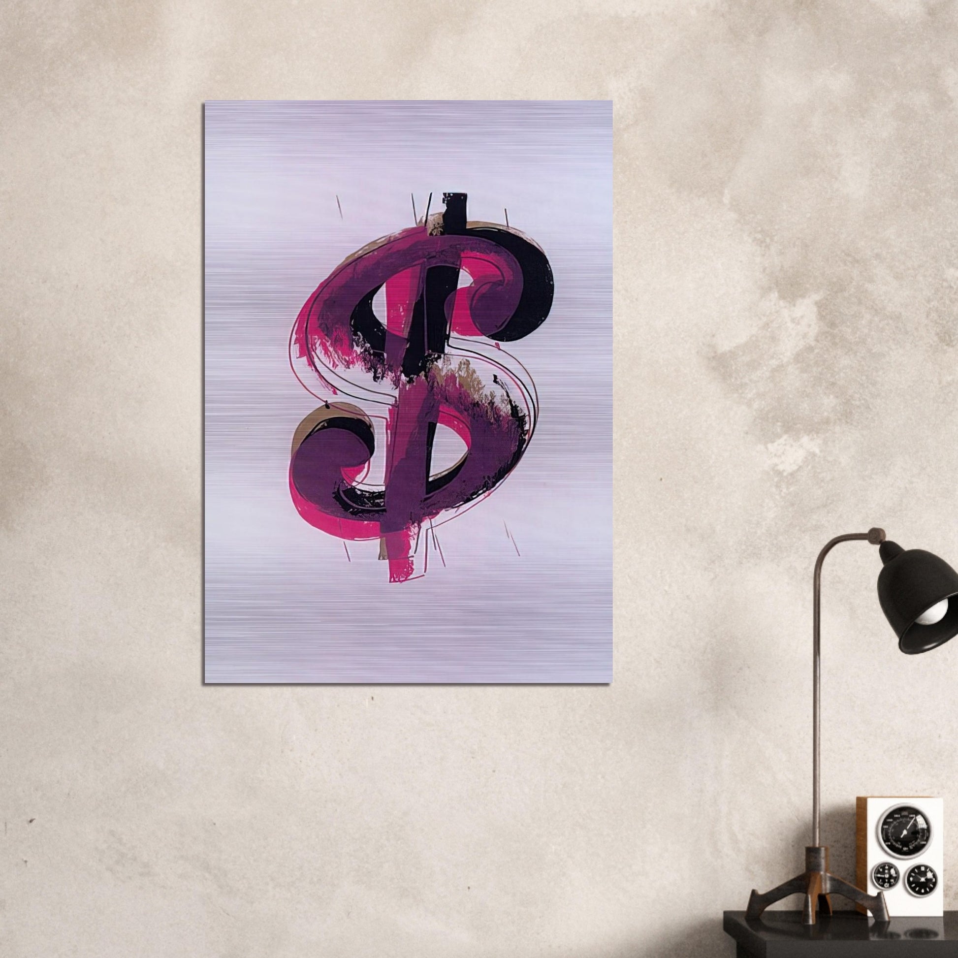 Paper Dollar - Andy Warhol Brushed Aluminum Print - 70x100 cm / 28x40 inches | Andy Warhol Aluminum Print | Andy Warhol Prints