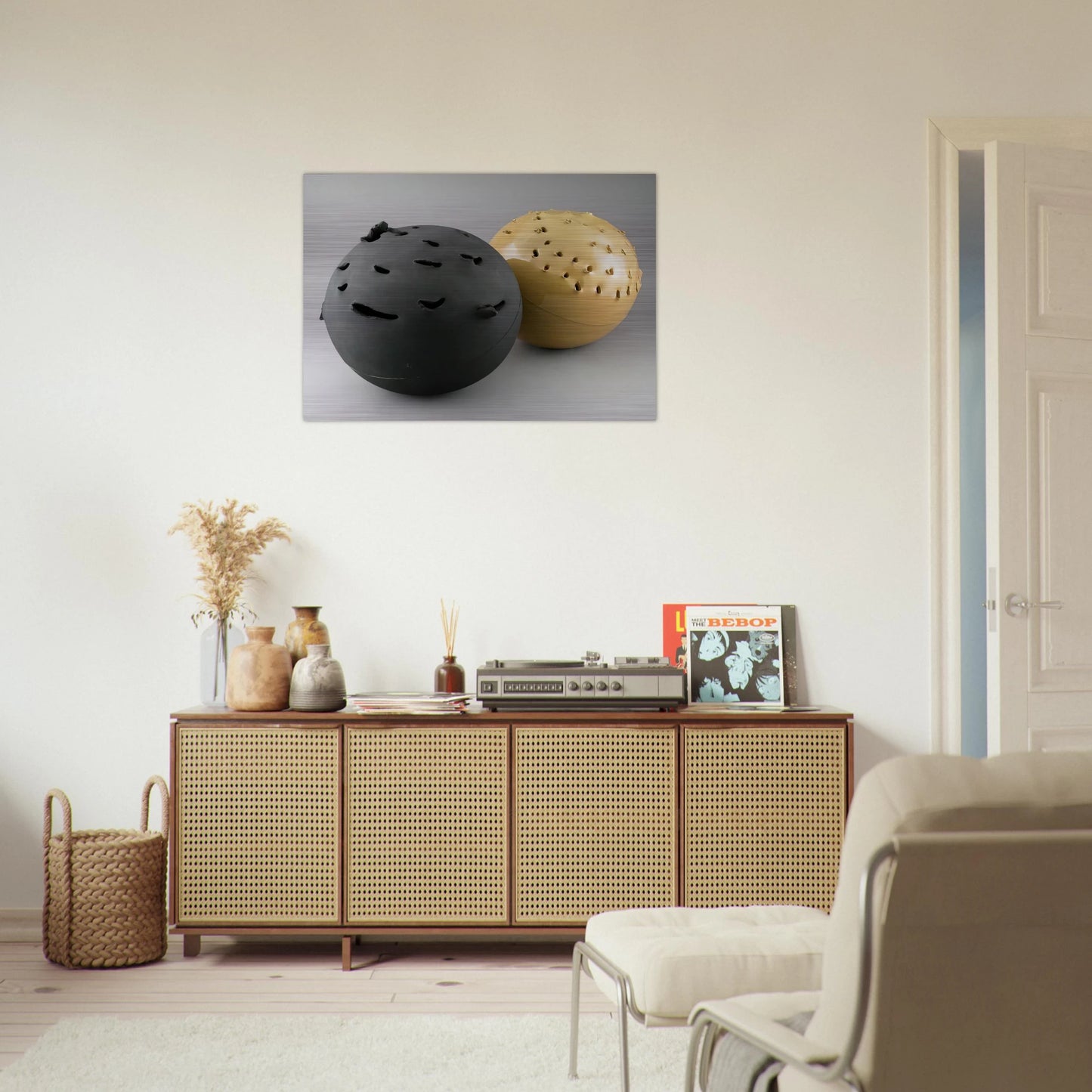 Sphere - 1957 - Lucio Fontana Brushed Aluminum Print - 70x100 cm / 28x40 inches | Lucio Fontana Aluminum Print | Lucio Fontana Prints