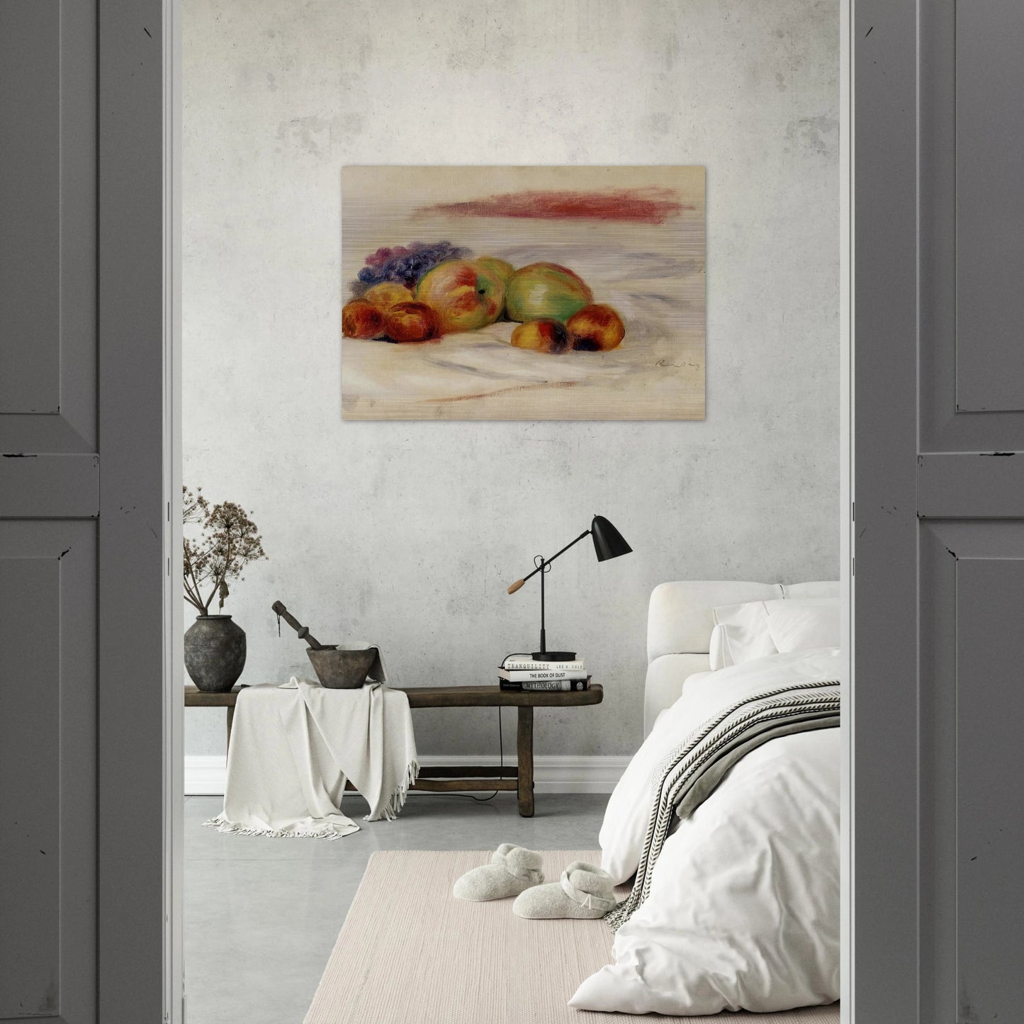 Apples and Grapes - Pierre-Auguste Renoir Brushed Aluminum Print - 70x100 cm / 28x40 inches | Pierre-Auguste Renoir Aluminum Print | Pierre-Auguste Renoir Prints