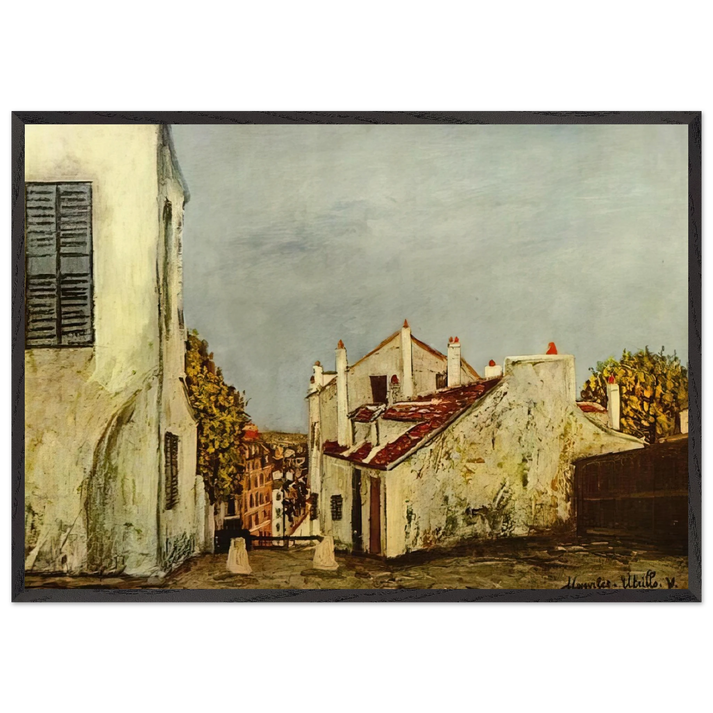 HOUSES IN MONTMARTRE - Maurice Utrillo 70x100 cm / 28x40 inches Framed Art Print – Black Wooden Frame