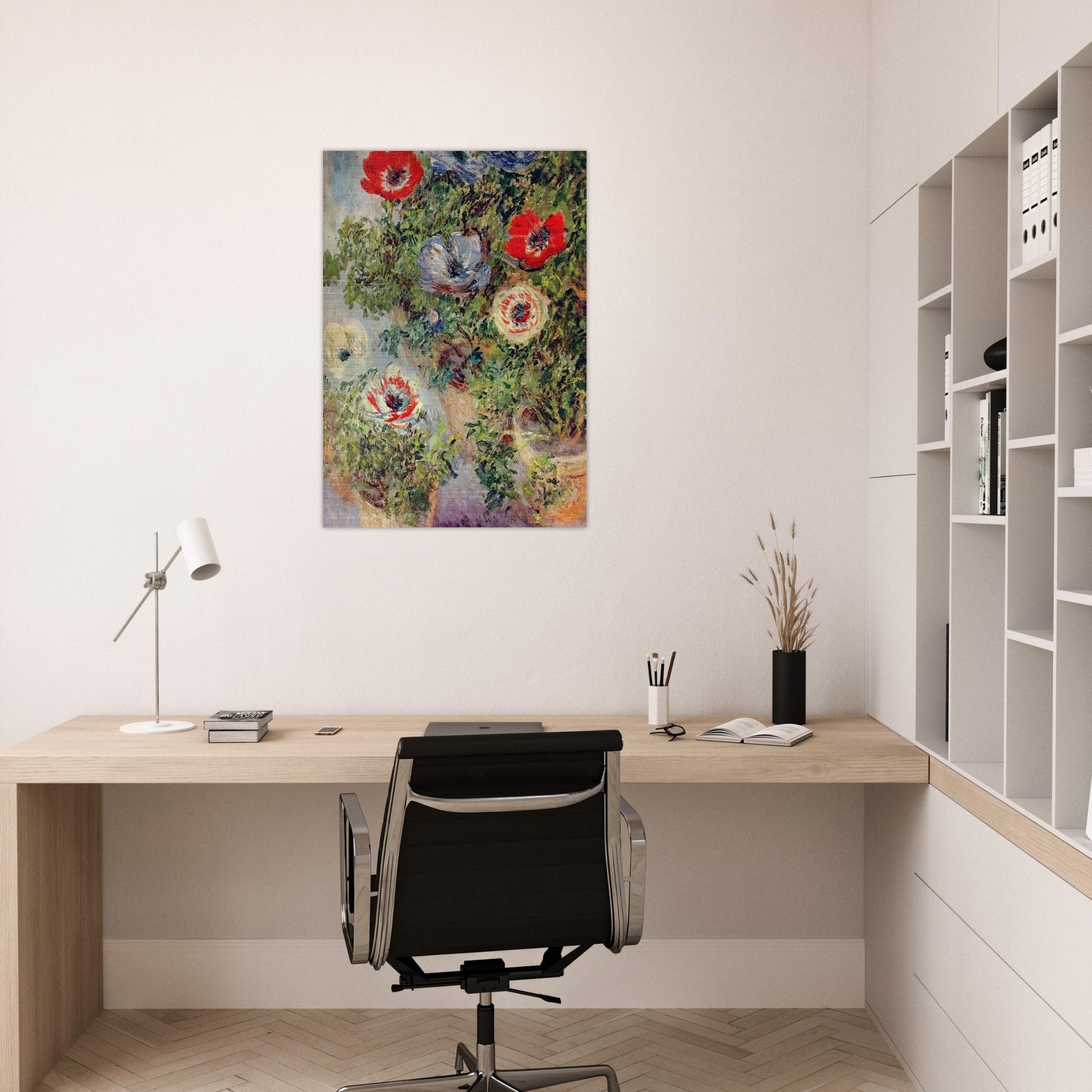Stilll Life with Anemones - claude monet Brushed Aluminum Print - 70x100 cm / 28x40 inches | claude monet Aluminum Print | claude monet Prints